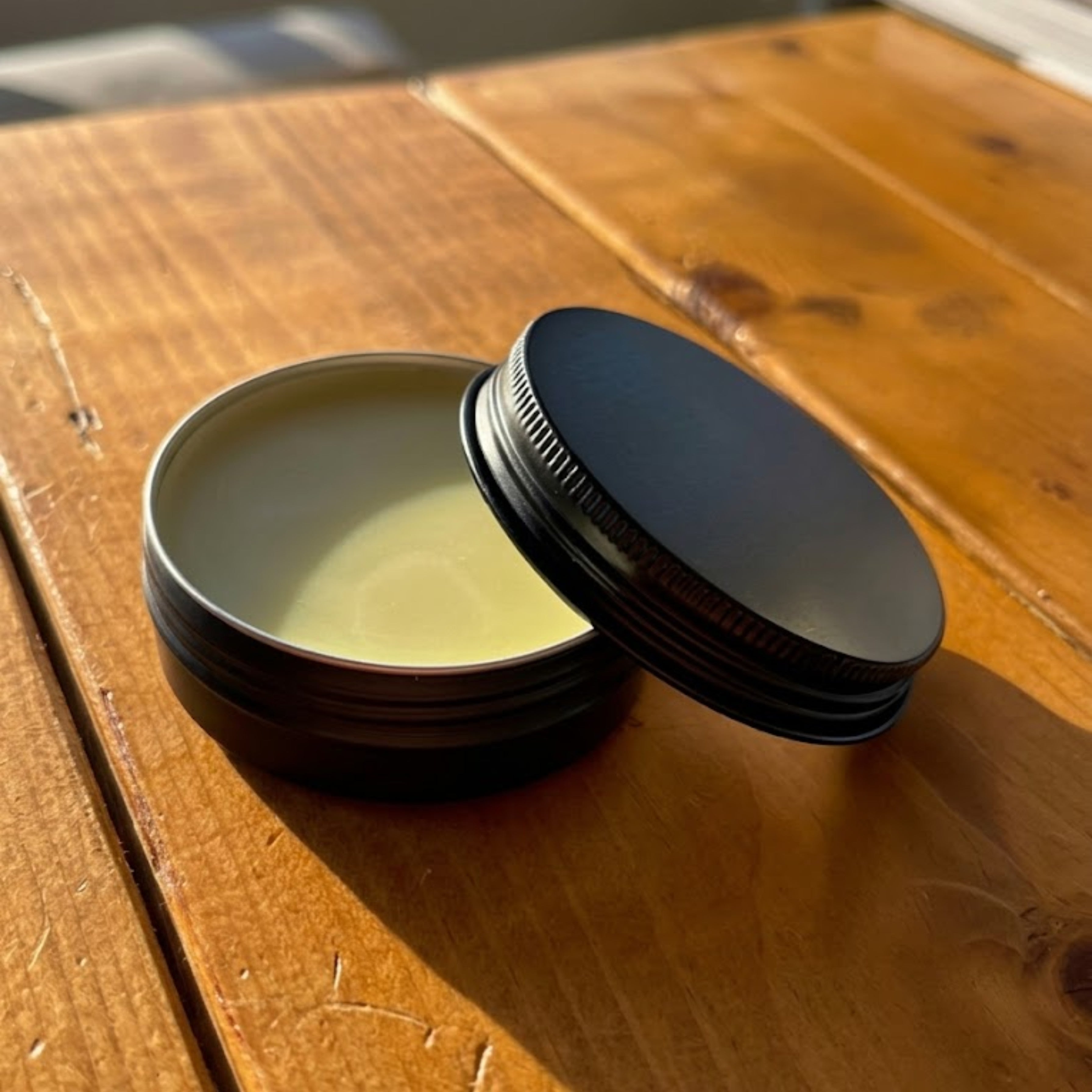beard balm with lid open